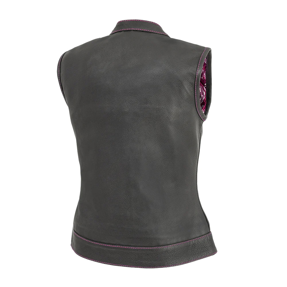 Women Leather Vest Back